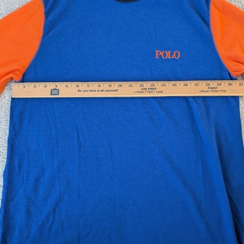 Polo Ralph Lauren Thermal Shirt Men's XL Colorblock Blue Orange Embroidered